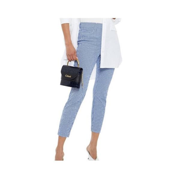 L'Agence Mandy High Rise Blue Gingham crop pants Size 25 NWT - Picture 1 of 7